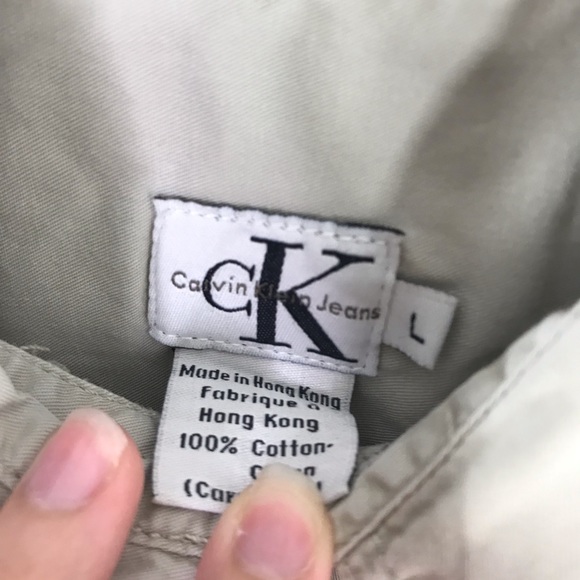 VTG vintage Calvin Klein Tan Button Up Shirt L - Picture 4 of 6